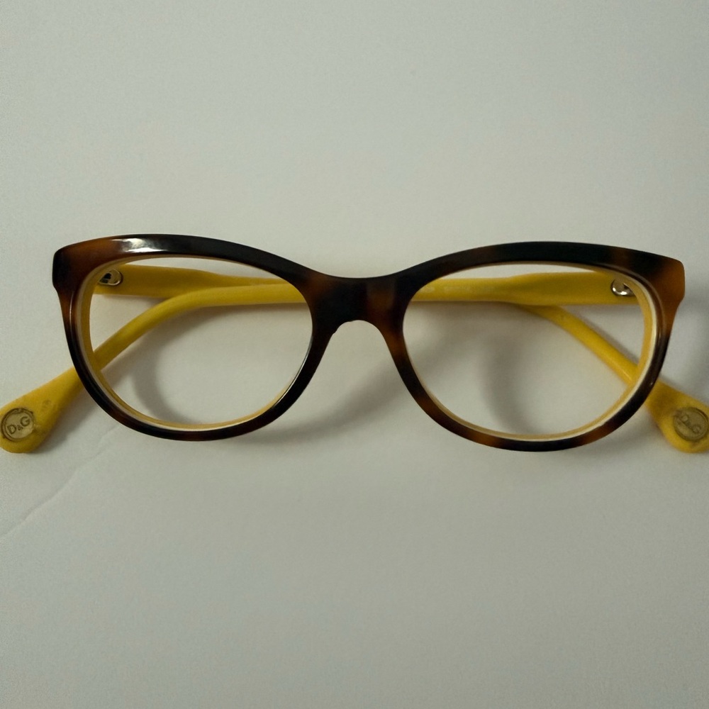 Dolce & Gabbana Tortoise Yellow Cat Eye Frame Eyeglasses DD1245. FRAMES ONLY